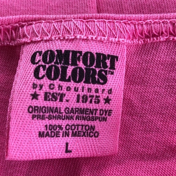 Comfort Colors Pink with Metallic Gold & Bling Phi Mu Cotton Tank Top Size L - Picture 4 of 4